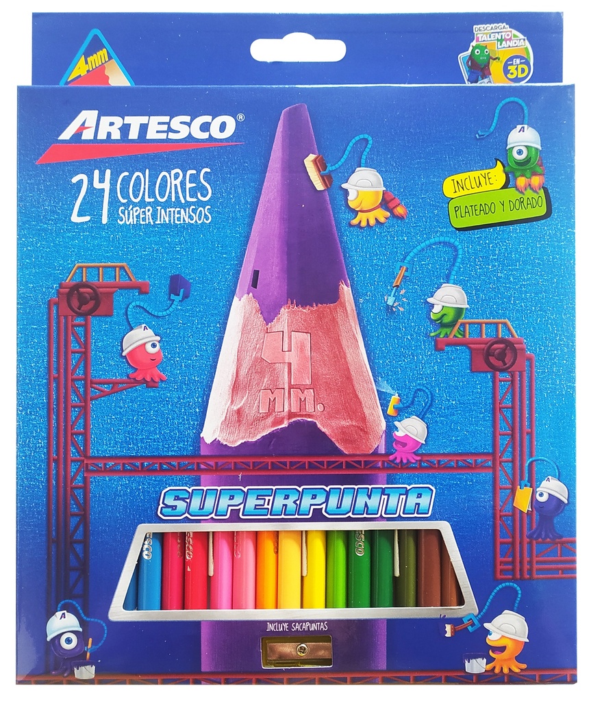 Colores Artesco Super Intensos 24 Unidades Mina de 4mm