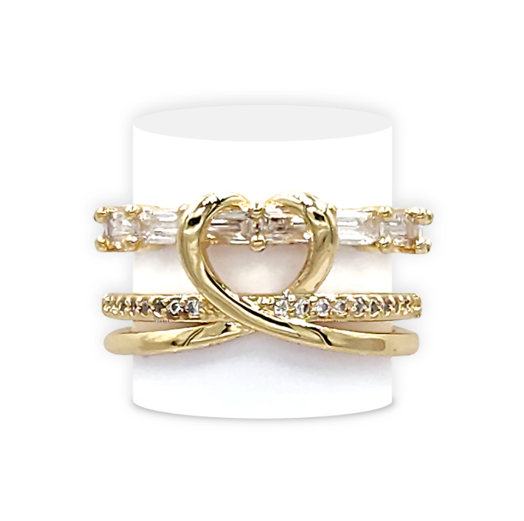 Anillo Cavara Corazón y Cristales Ajustable