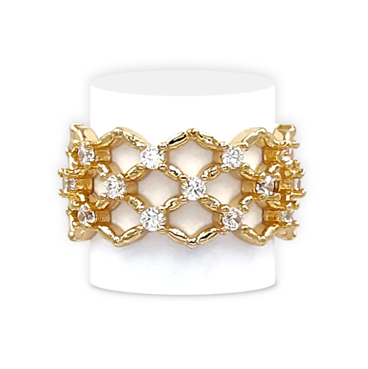 Anillo Cavara Triple Cristales Ajustable