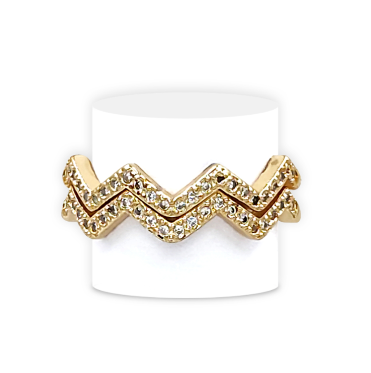 Anillo Cavara Doble Cristales Ajustable
