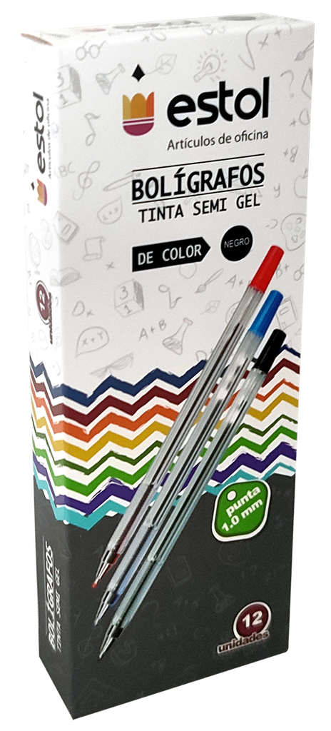 Bolígrafo Estol Negro Caja x 12 Unidades