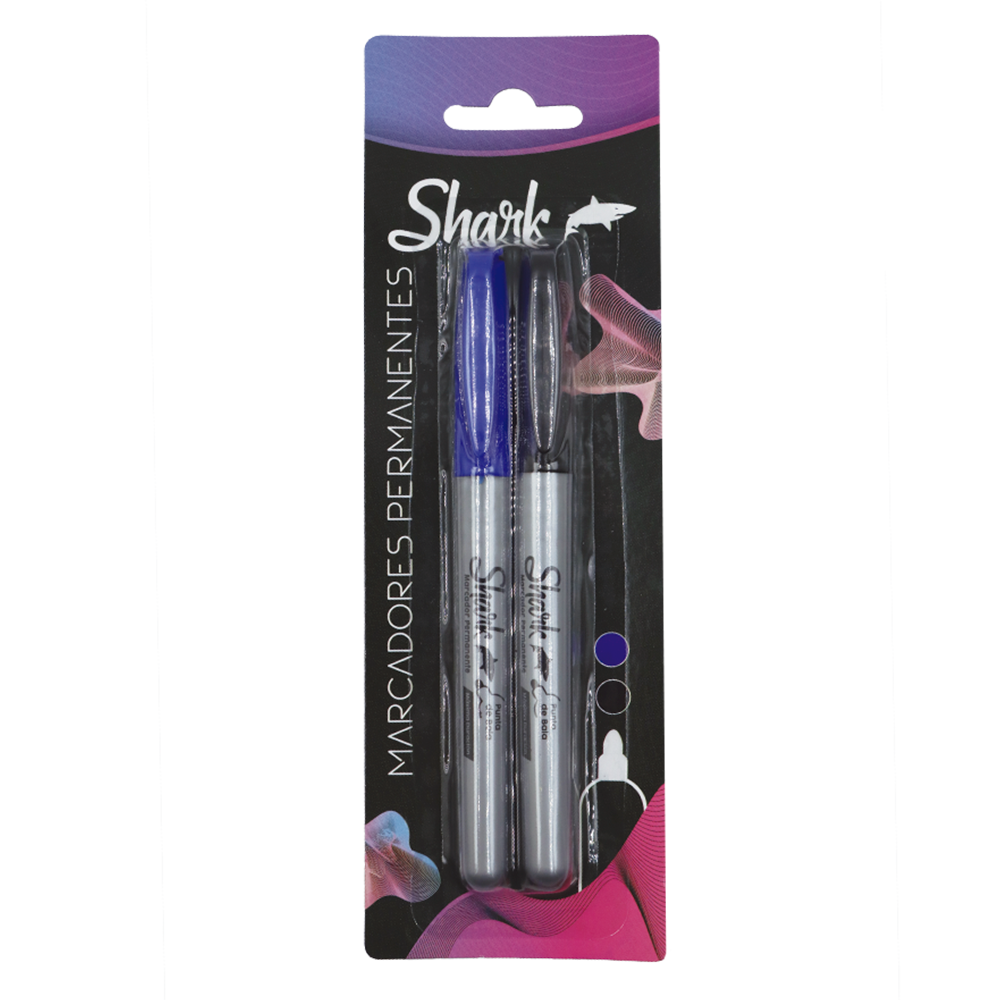 Marcadores Shark Punta Fina Negro y Azul 2 unidades
