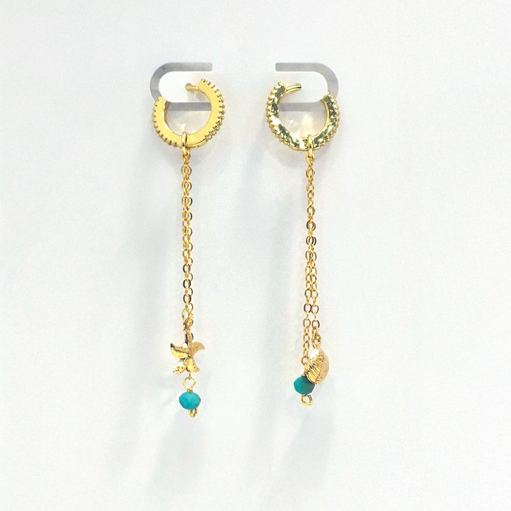 Argollas Pequeñas Cavara con Dijes y Piedra