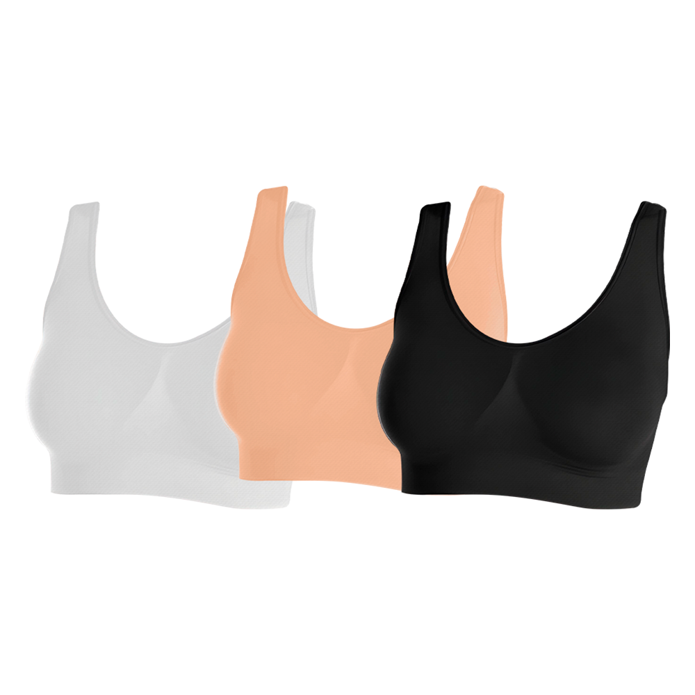 Tripack de Tops Brasier Aire Bra Colores Surtidos (Blanco, Negro, Beige)