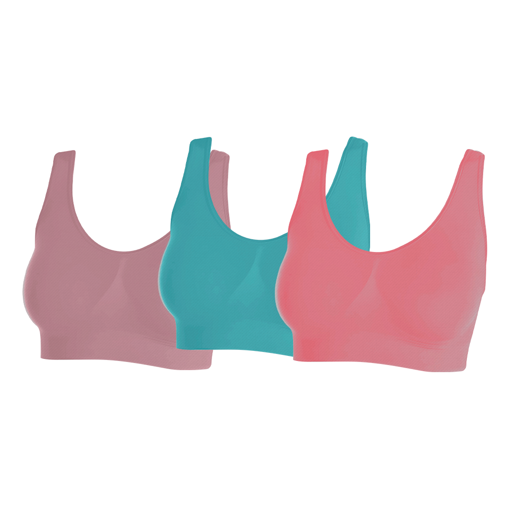 Tripack de Tops Brasier Aire Bra (Turquesa, Rosa Palido, Rosado)
