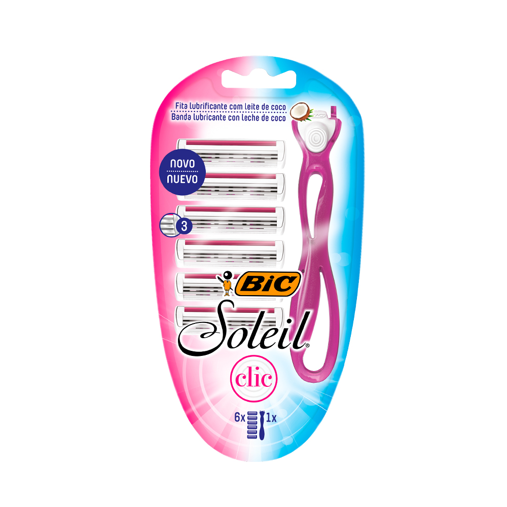Rasuradora Bic Soleil 3 Hojillas Para mujer con 6 Cartuchos