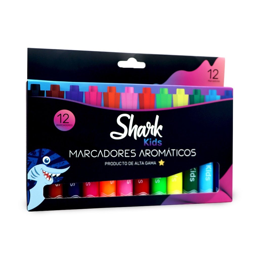 Marcadores Shark Jumbo Aromaticos - 12 piezas