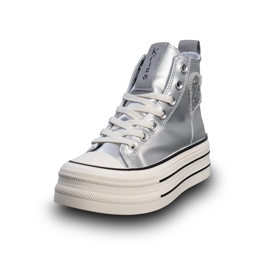 Botines Kriza Tipo Converse Plateado Anare