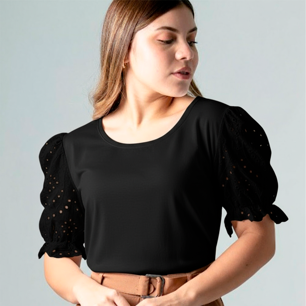 Camisa SK Manga Bombacha Algodon Negra Talla Unica