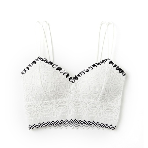 [5101004] Top Bralette Individual Blanco con Encaje Zig Zag Talla Unica