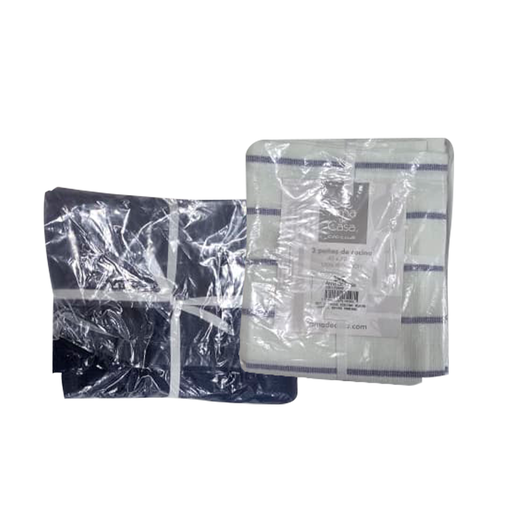 [5791040] Paño de Cocina Ama de Casa Waffle Rayas Marino Pack de 2 und. 45 x 70 cm