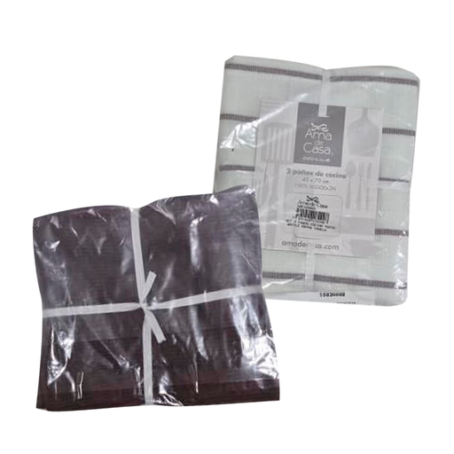 [5791043] Paño de Cocina Ama de Casa Waffle Rayas Canela Pack de 2 und. 45 x 70 cm
