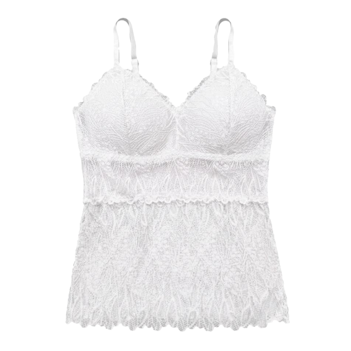 [5101016] Top Bralette Largo Visto en TV Individual con Encaje Blanco Talla S