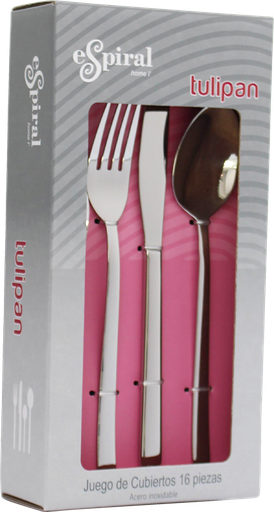 [2001036] Juego Cubiertos Espiral Tulipan 16 Piezas
