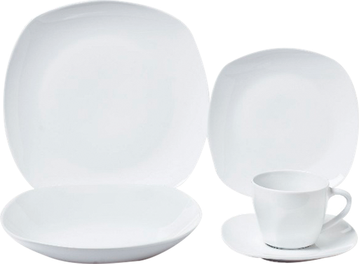 [2001034] Vajilla Espiral Cuadrada Blanca 20 Piezas