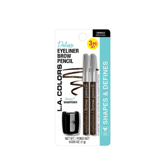 [2011046] Delineador de Cejas LA Colors 2PC con Sacapuntas Dark Brown