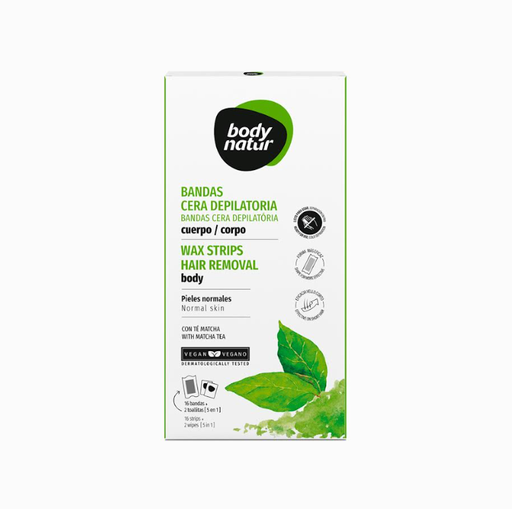 [2181005] Bandas Corporales BodyNatur Piel Normal Té Matcha 16 Unidades