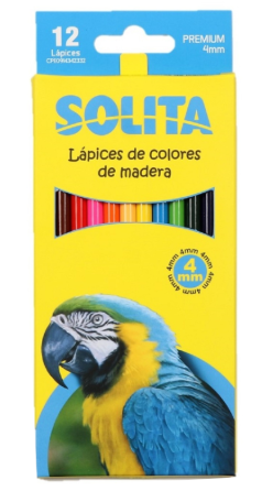[2421001] Lápices de Colores de Madera Solita Redondos 12 Piezas 4mm