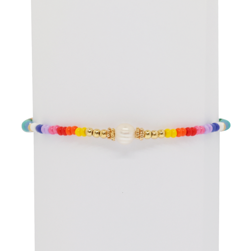[2091071] Tobillera Cavara de Mostacillas Colores con Perla