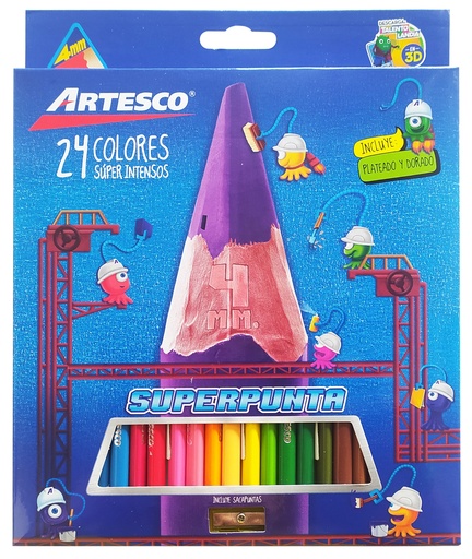 [2881007] Colores Artesco Super Intensos 24 Unidades Mina de 4mm