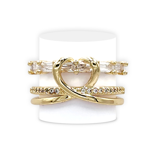 [2091076] Anillo Cavara Corazón y Cristales Ajustable