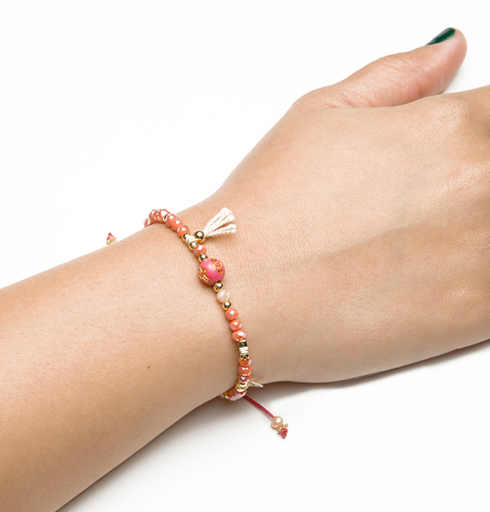 Pulsera Cavara Cristales con Dijes de Cruz y Borla