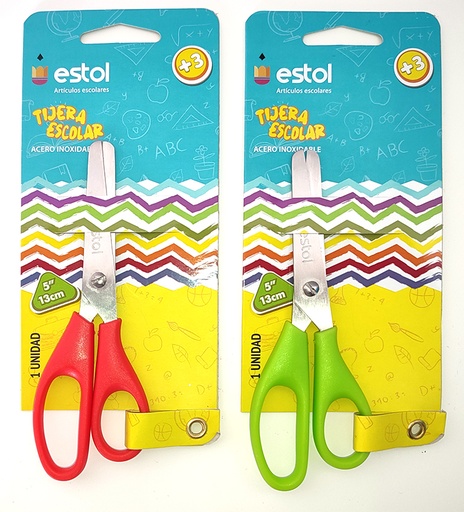 [ESTOL0101] Tijera Escolar Estol Punta Roma 5" 2 Unidades Colores Surtidos