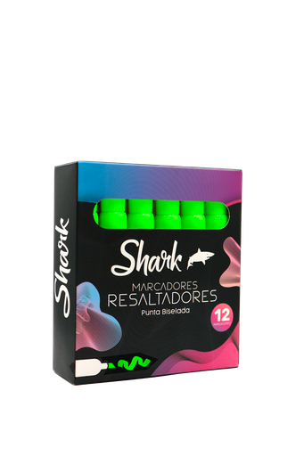 [3851019] Caja Resaltador Grande Shark Verde 12 unidades