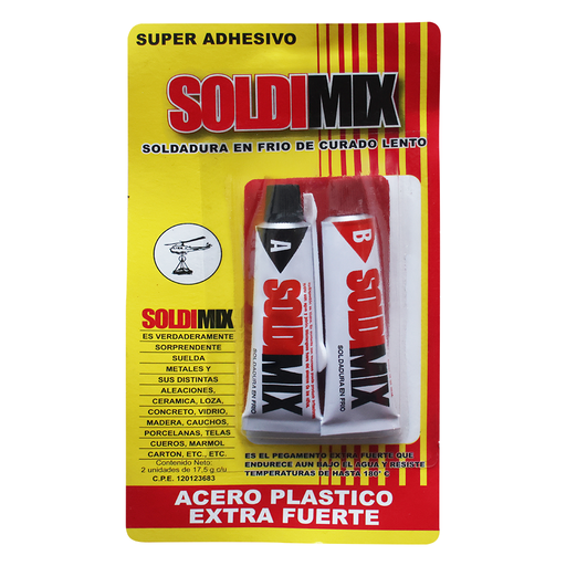 [4001001] Soldadura en Frio Soldimix Acero Plastico Blister 2 Unidades 35 gr