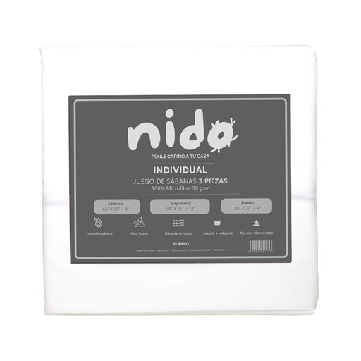 Sabana de Microfibra Individual Nido 90 GSM