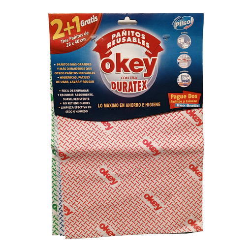 [4251027] Pañitos Okey 3 unidades Surtido 28x4 cm