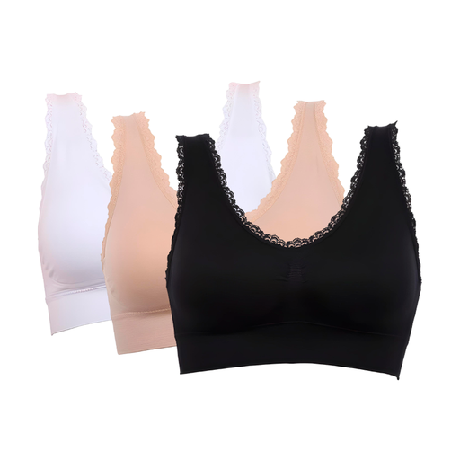 Tripack de Tops Brasier con Relleno Aire Bra Deluxe (Negro, Blanco, Beige)