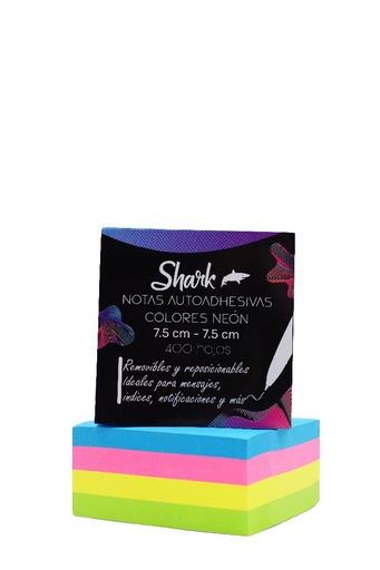[3851027] Notas Adhesivas Shark Neon 7.5x7.5 cm 400 hojas