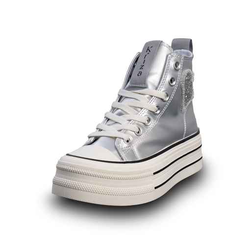Botines Kriza Tipo Converse Plateado Anare