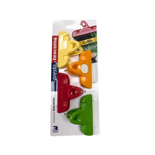 [2001089] Pinza Cierra Bolsas Tescoma 7 cm 4 pzas Colores Surtidos