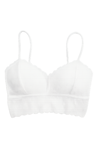 [4251043] Top Bralette Visto en TV Individual con Encaje Blanco Talla Unica