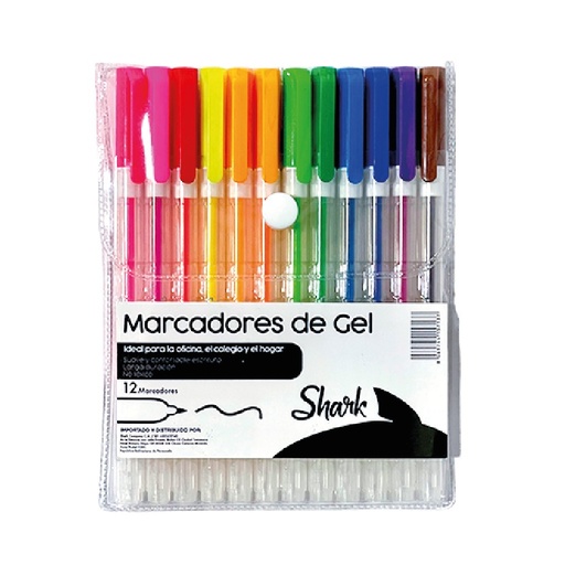 [3851039] Marcadores Shark de Gel Neon - 12 piezas