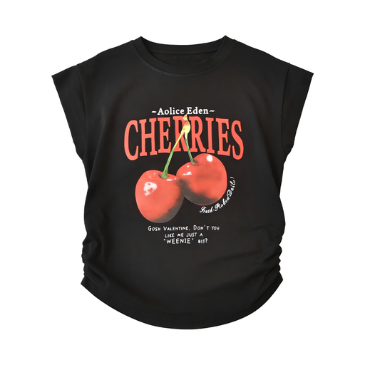 Blusa de Algodon SK Casual Cerezas Negro