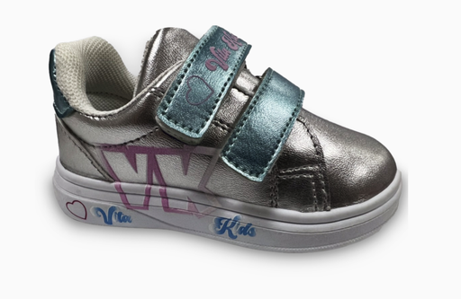 Zapatos Vita Kids Velcro Doble Plateado Niña Yeny